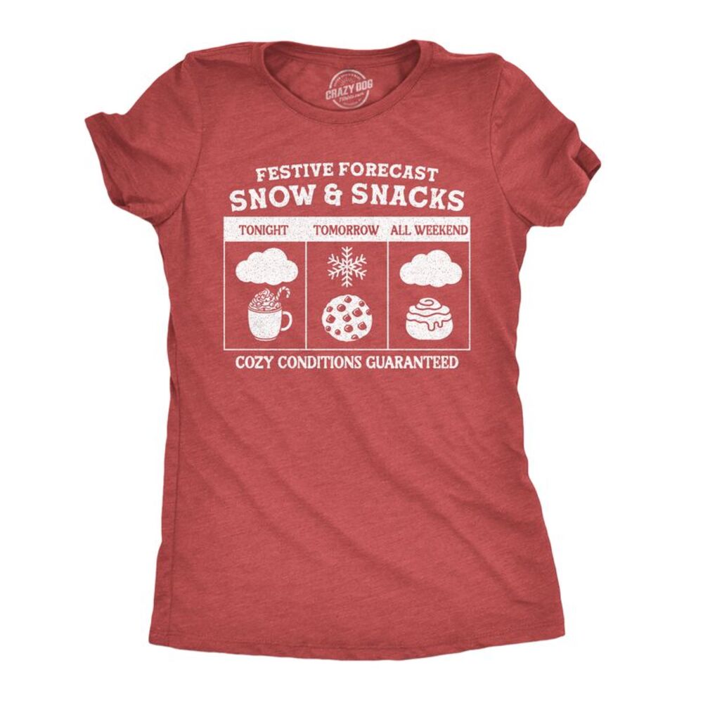 Womens Funny T Shirts Festive Forecast Cute Xmas Tee For Ladies